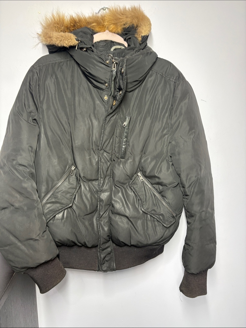 Mackage Black Jacket with Leather-Trim Pocket